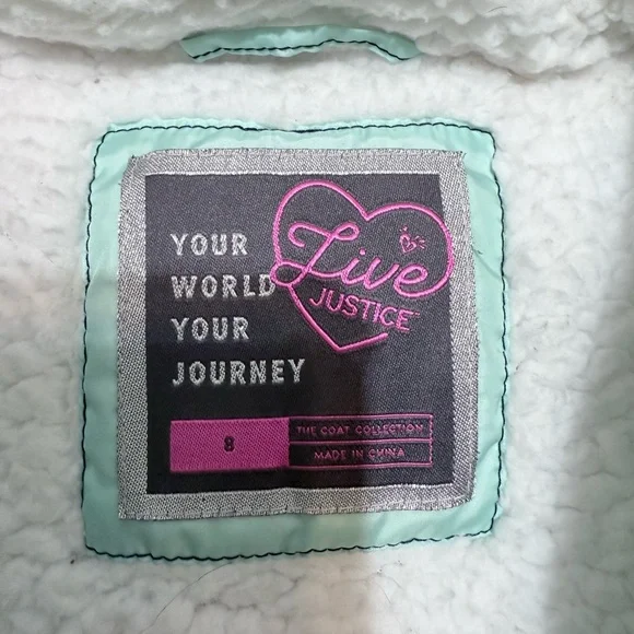 Justice Kids Puffer Jacket Size 8 - Picture 10 of 15